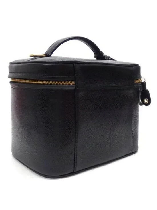 Chanel Vanity 2-Way Bag Caviar Leather Black Gold 7 Digits - Picture 3 of 10